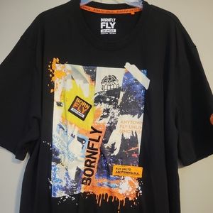 Bornfly FLY‎ Mens 3XL T-Shirt Graphic Design Short Sleeve Multi Color Big & Tall